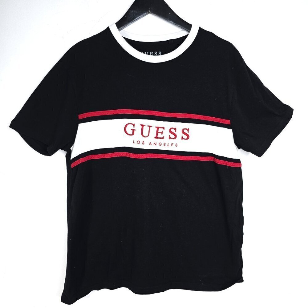 VTG Y2K GUESS Embroidered Black Red Shirt